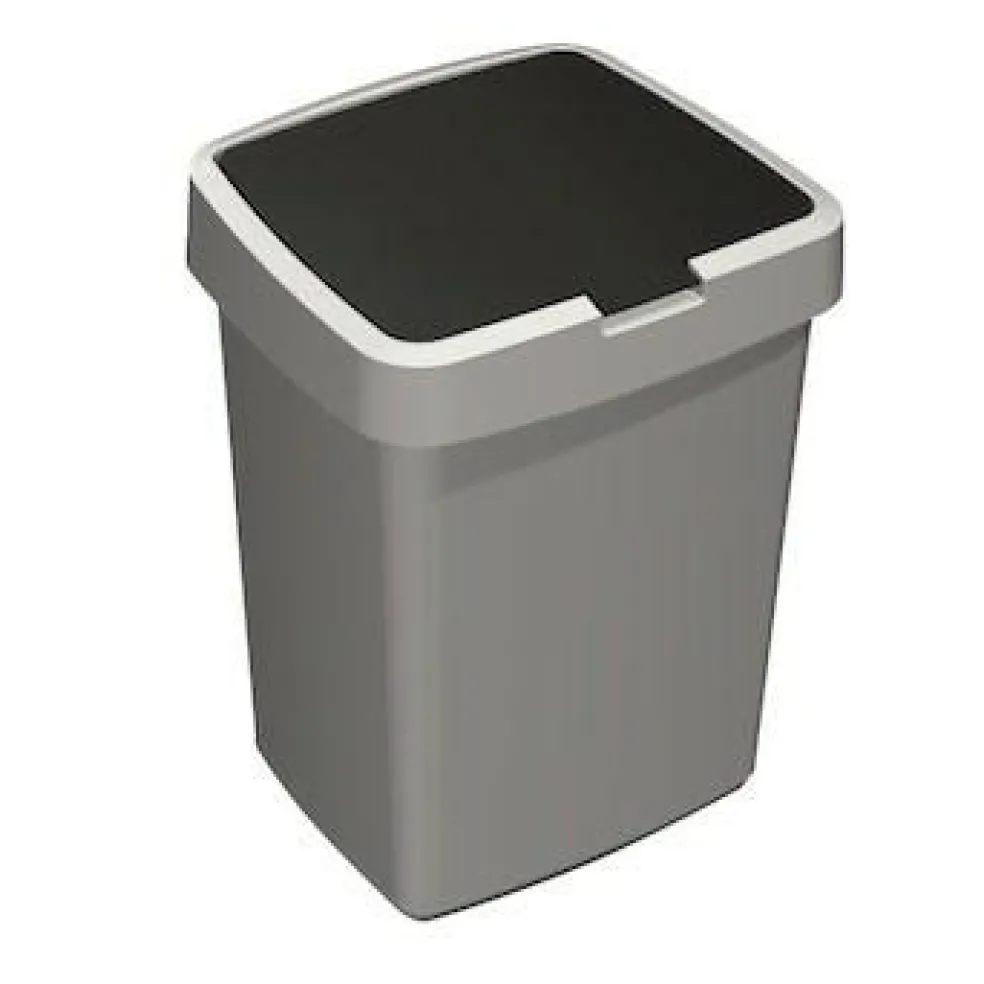 Sunware Delta prullenbak met klep 10 liter grijs zwart