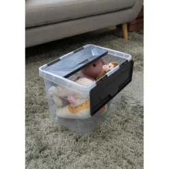 Sunware Onyx opbergbox 25 liter transparant antraciet