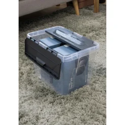 Sunware Onyx opbergbox 15 liter transparant antraciet