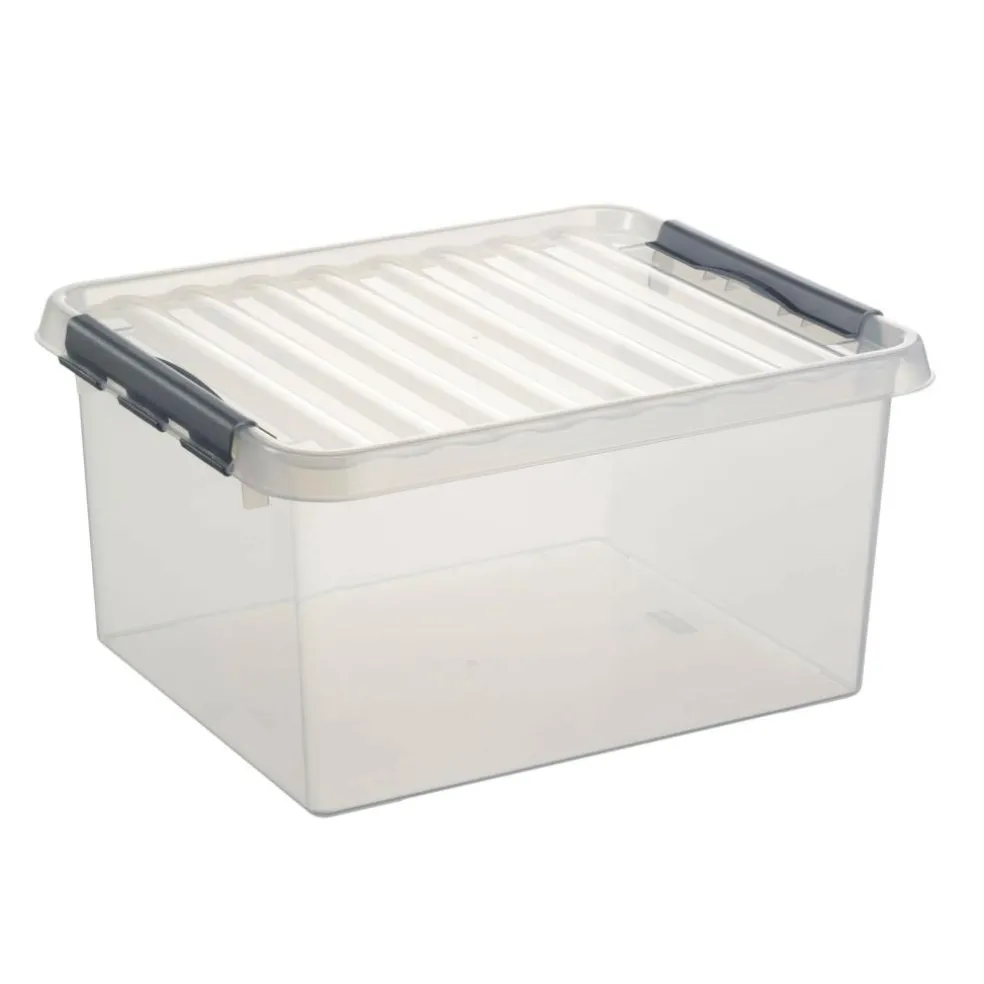 Sunware Q-Line opbergbox 36 liter transparant metaal