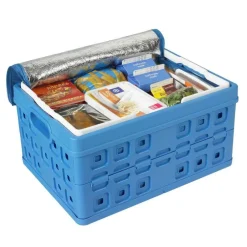 Sunware Square vouwkrat met handgreep en koeltas 32 liter blauw
