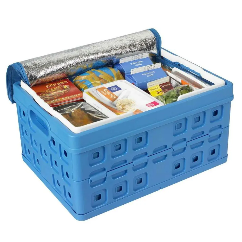 Sunware Square vouwkrat met handgreep en koeltas 32 liter blauw