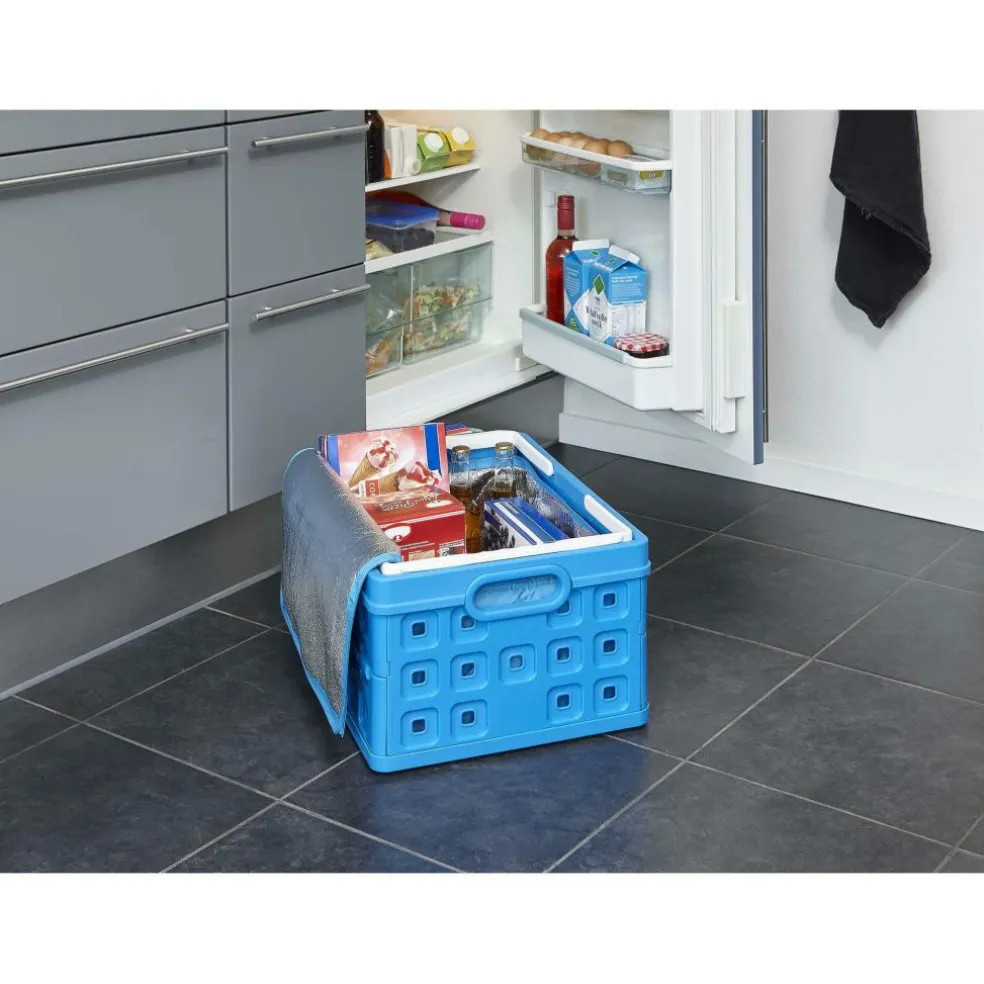 Sunware Square vouwkrat met handgreep en koeltas 32 liter blauw