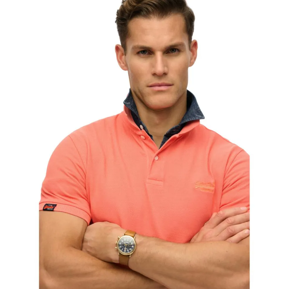 Superdry Vintage Destroy polo heren hot coral