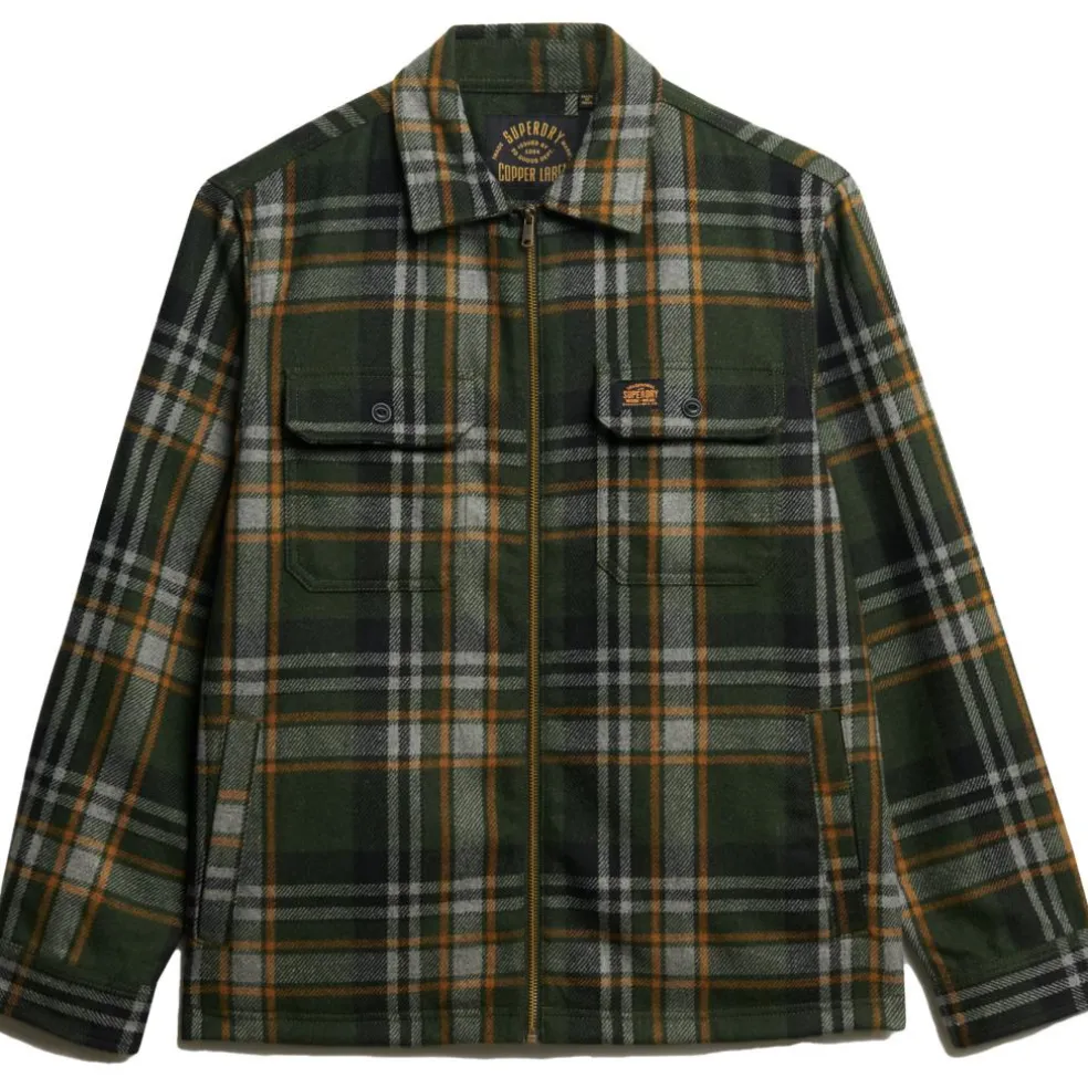 Superdry Wool Miller vest heren buckshot check olive