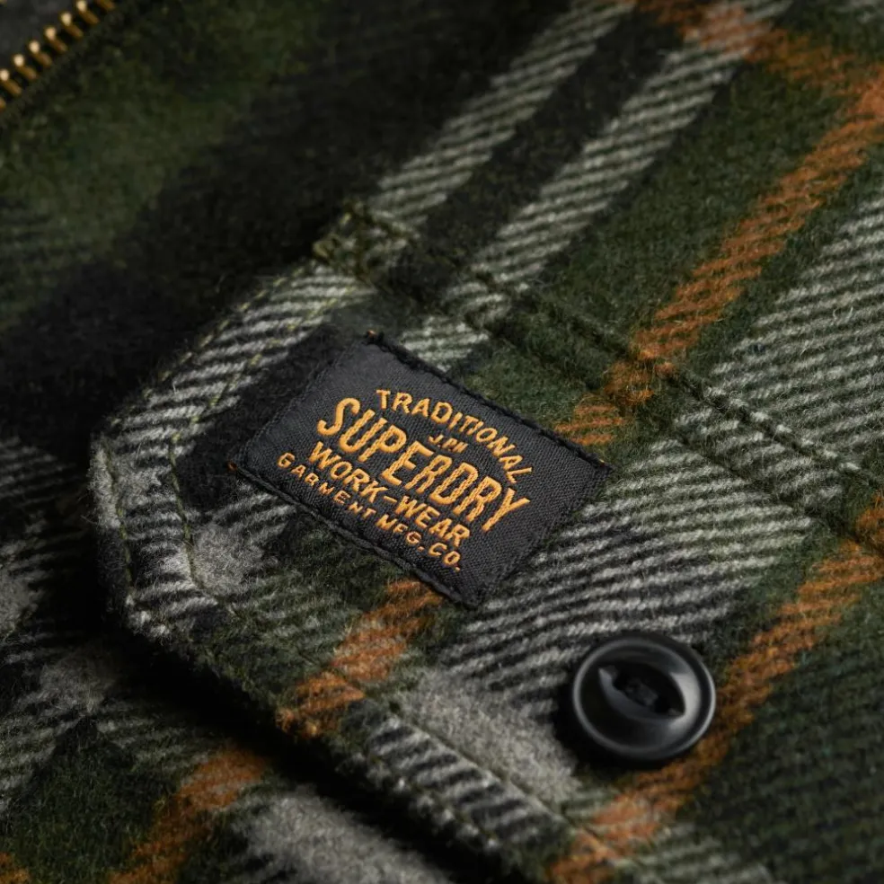 Superdry Wool Miller vest heren buckshot check olive