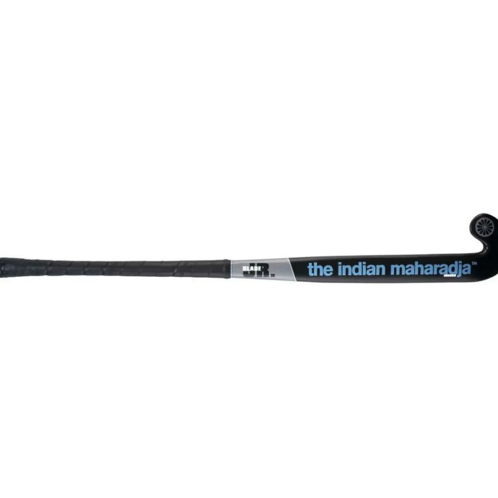 The Indian Maharadja Blade Mid Bow zaalhockeystick junior mulberry wood black blue