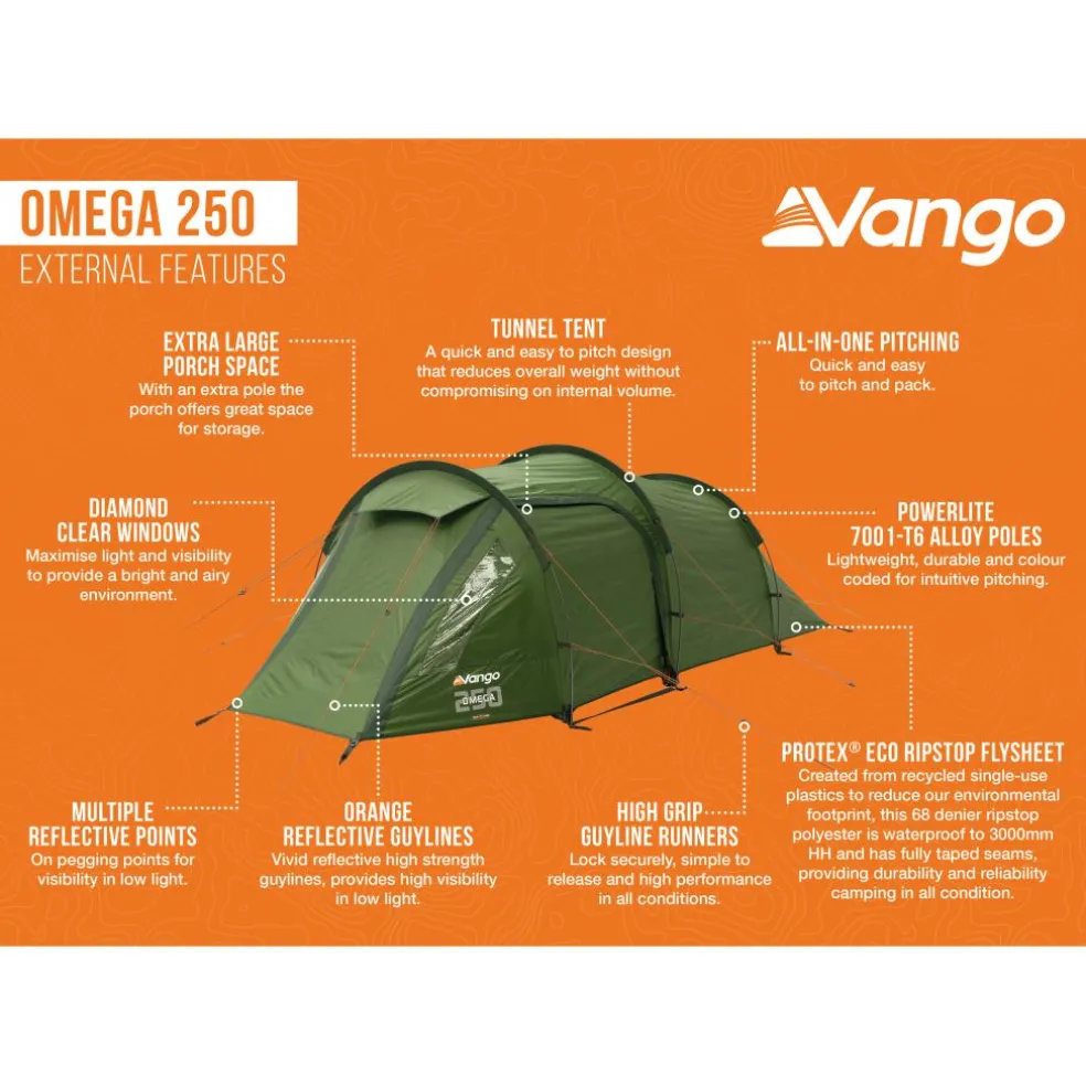 Vango Omega 250 lichtgewicht tunneltent green