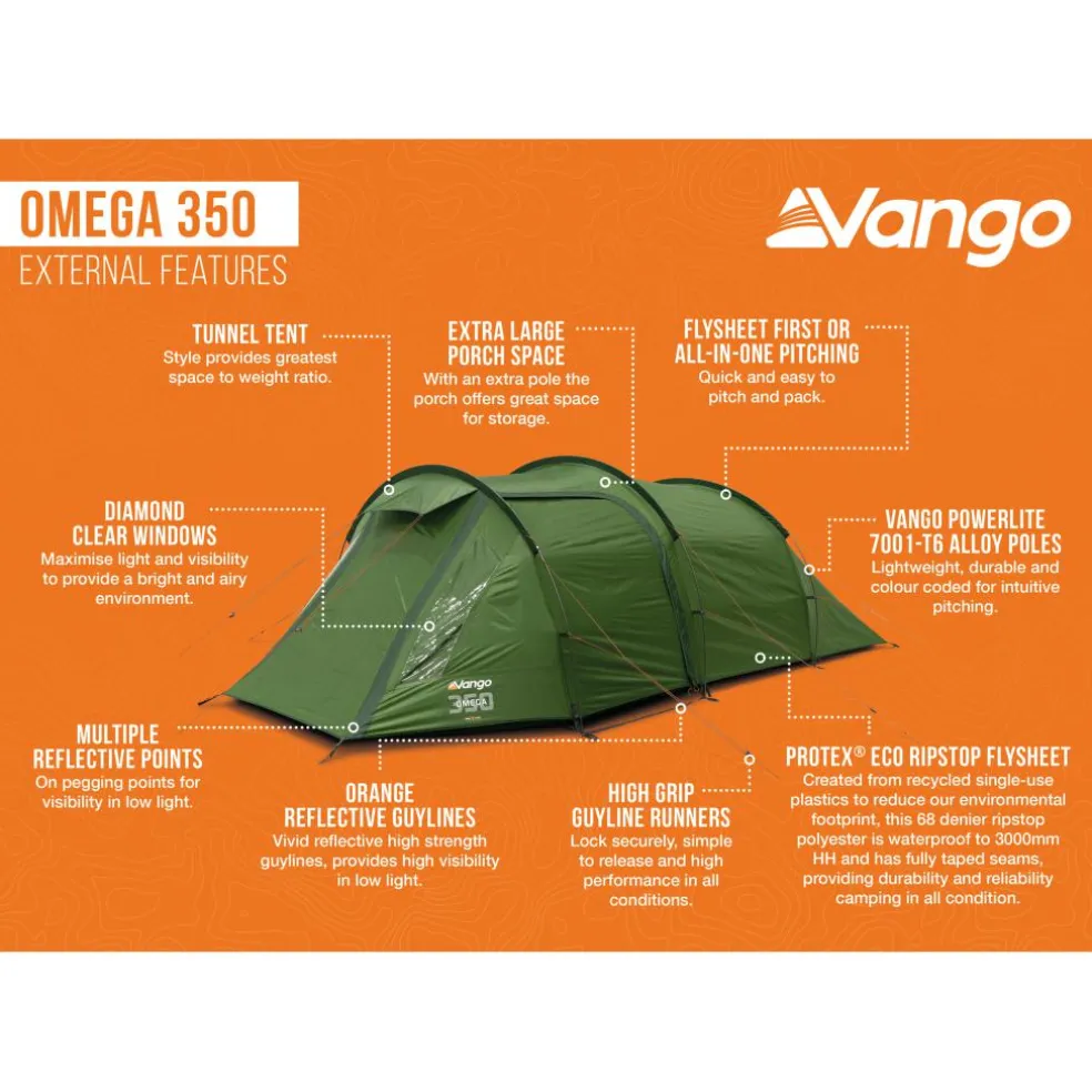 Vango Omega 350 lichtgewicht tunneltent green