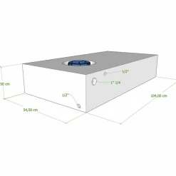 Vecam Watertank 120 liter 104 x 55 x 21 cm wit