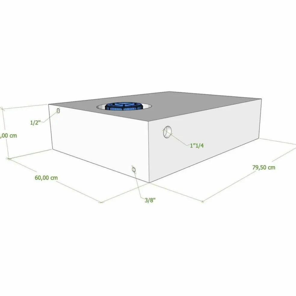 Vecam Watertank 95 liter 80 x 60 x 20 cm wit