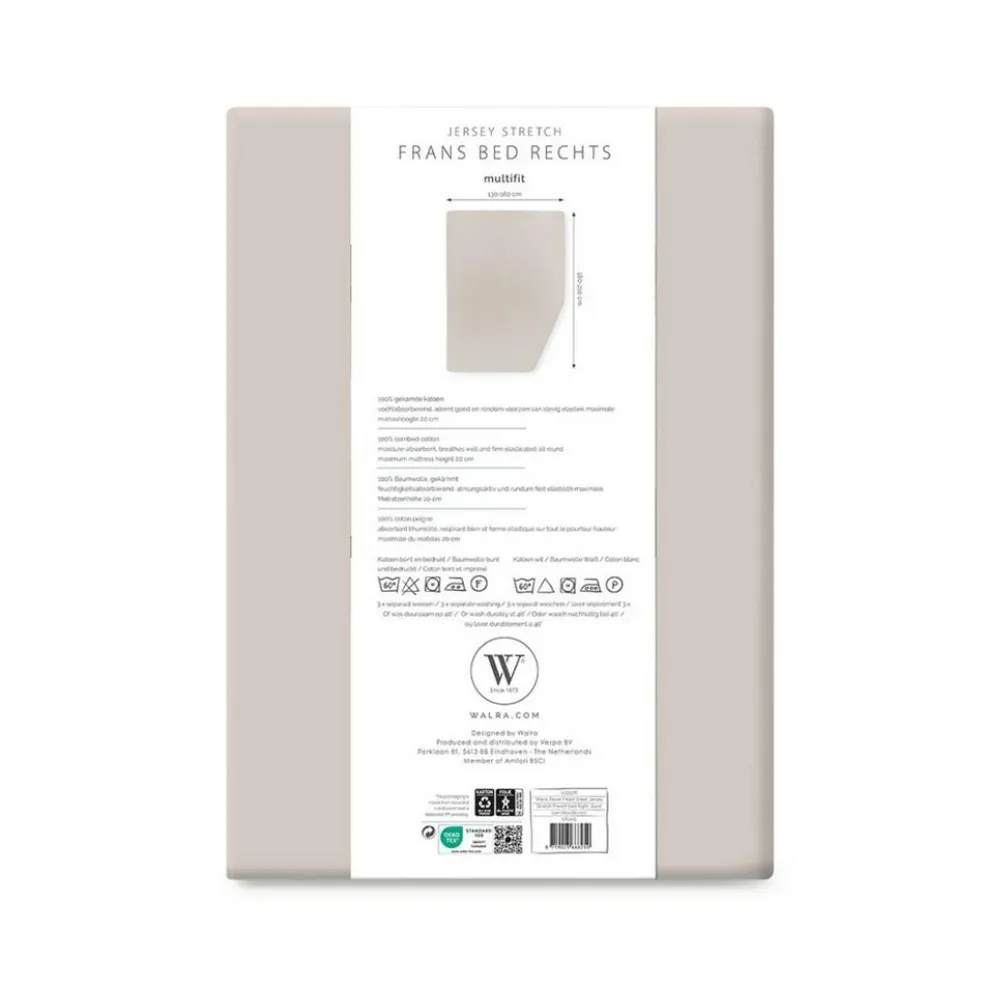 Walra Travel Jersey hoeslaken Frans bed rechts zand