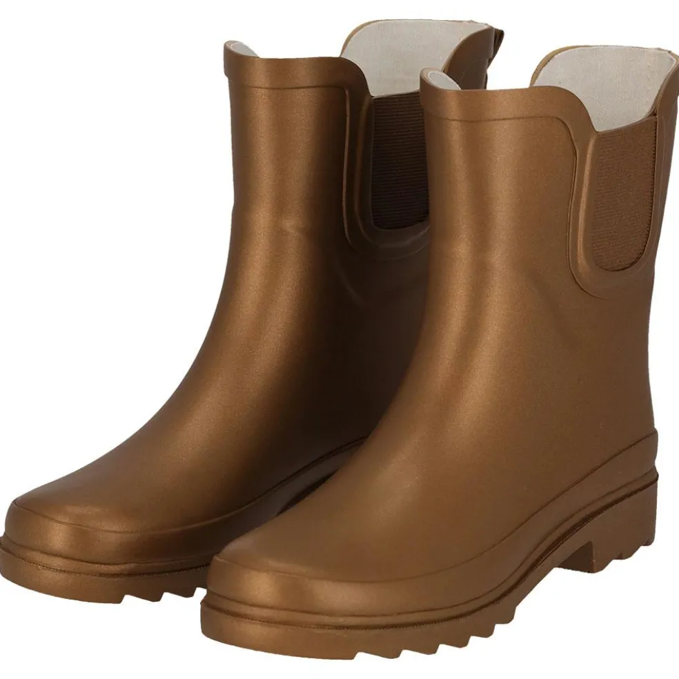 XQ Chelsea regenlaarzen dames bronze metallic