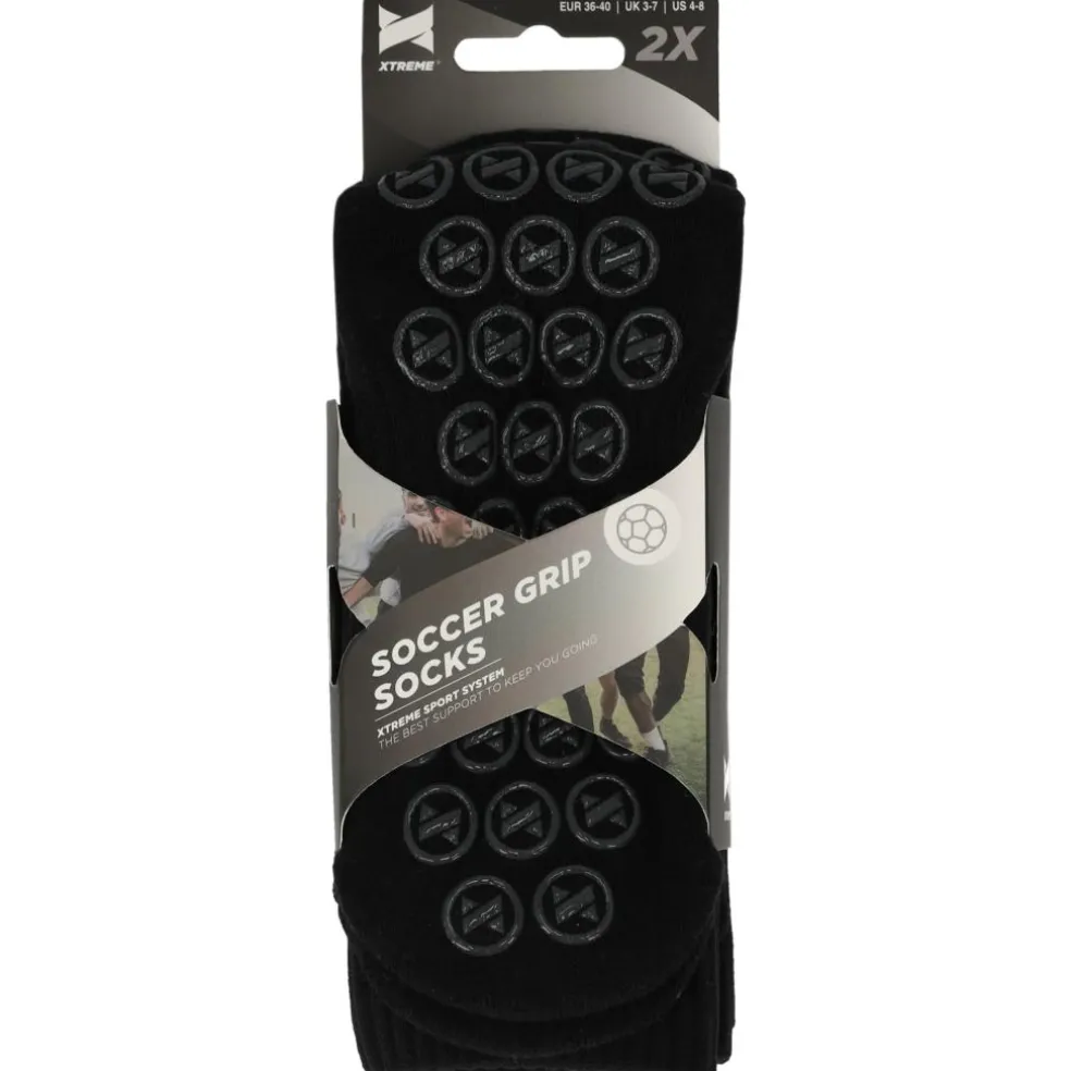 Xtreme Sockswear Grip voetbalsokken black 2-pack
